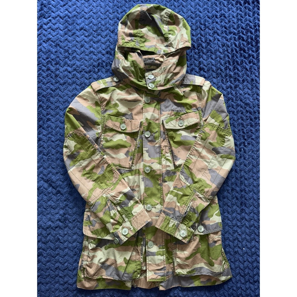 J‎ Crew Women's Utility Jacket Green Camo Camouflage Button Zip Pocket Sz Small